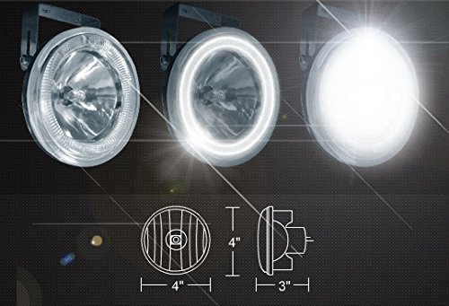 White Halo Fog Lights Kit for 1999-2003 Mitsubishi Galant - Durable LED Driving Lights with Stylish Halo Ring - Perfect for Night Driving, Foggy Conditions & Enhanced Vehicle Appearance