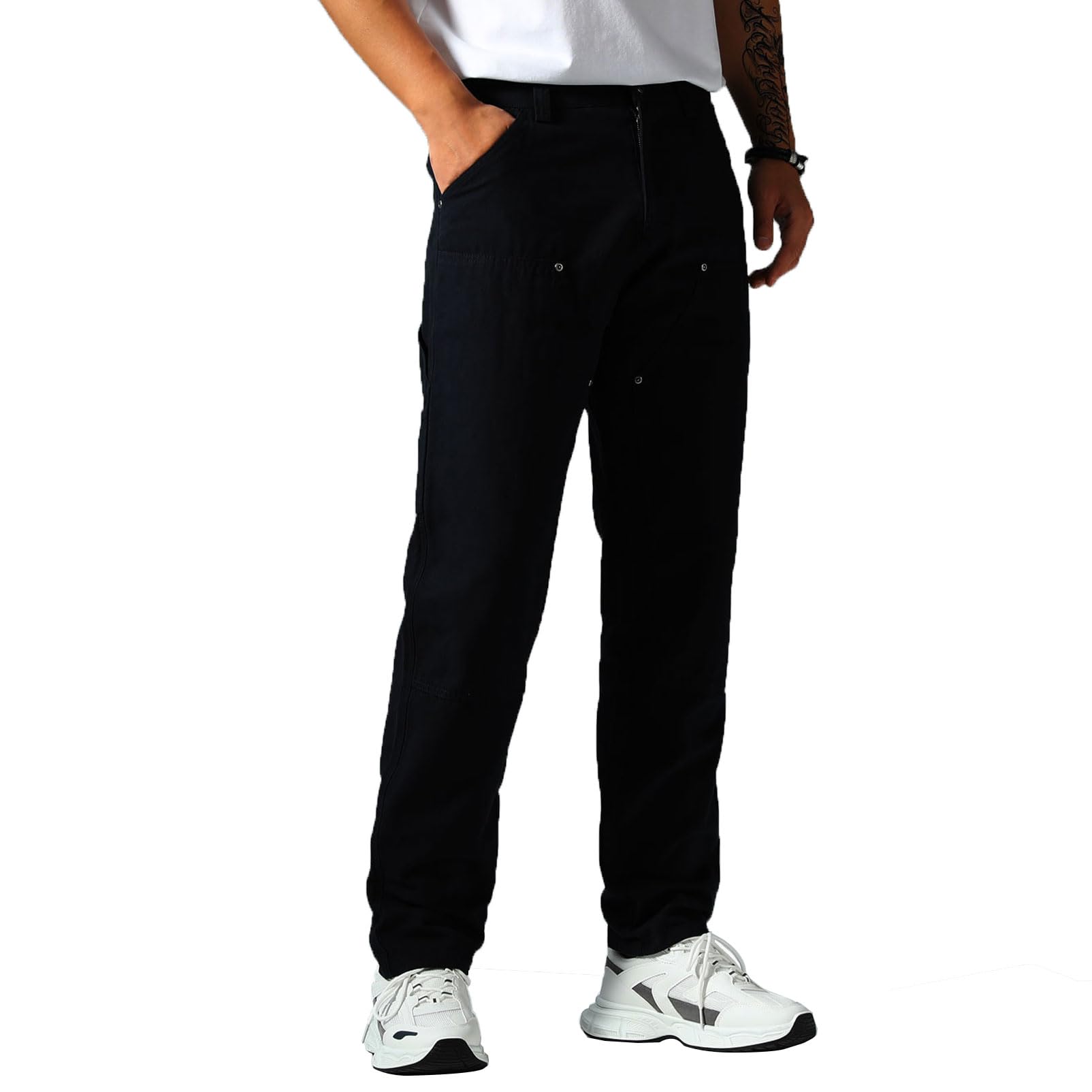 **Durable Men's Work Pants - Straight Fit Carpenter & Utility Pants with Double Knee - Twill Fabric for Painters, Construction & Outdoor Work**    (*Use Scenarios: Ideal for construction workers, painters, carpenters, DIY projects, and outdoor labor.*)