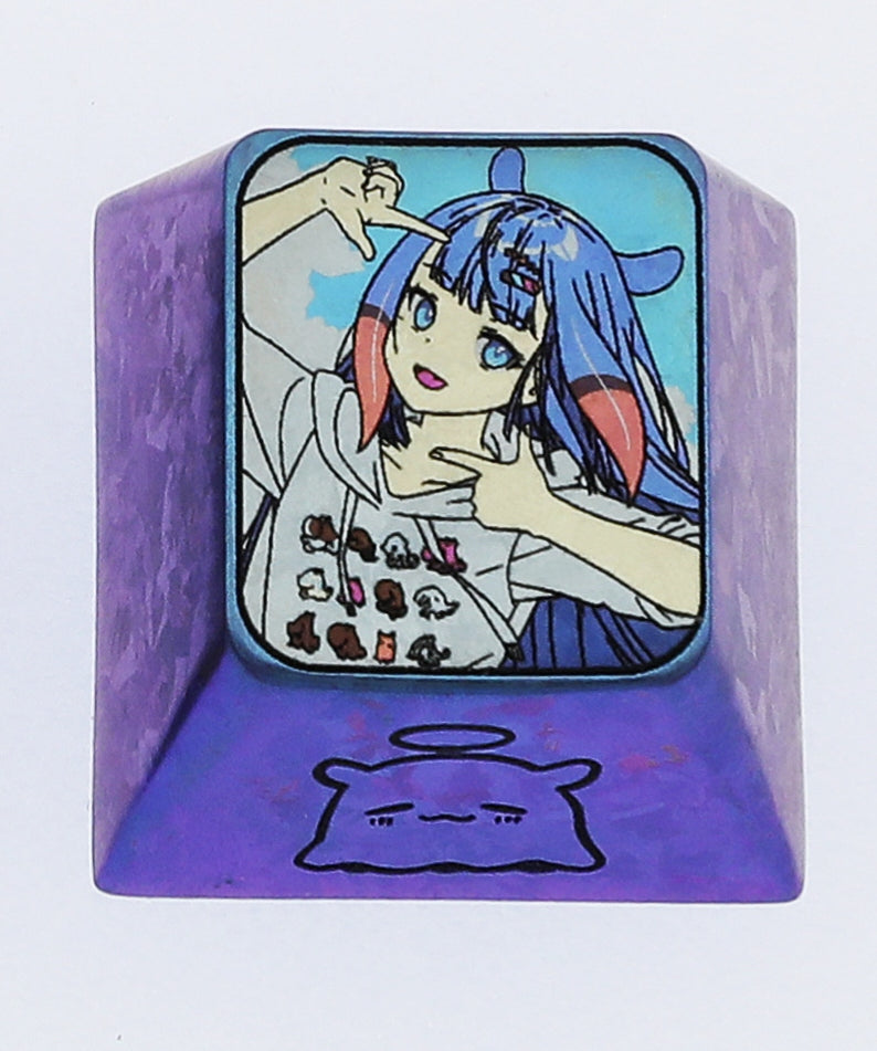 Custom Ninomae Ina'nis Themed 1u Titanium Alloy Carved Keycaps - Personalized Mechanical Keyboard Accessories for Gaming & Typing Enthusiasts