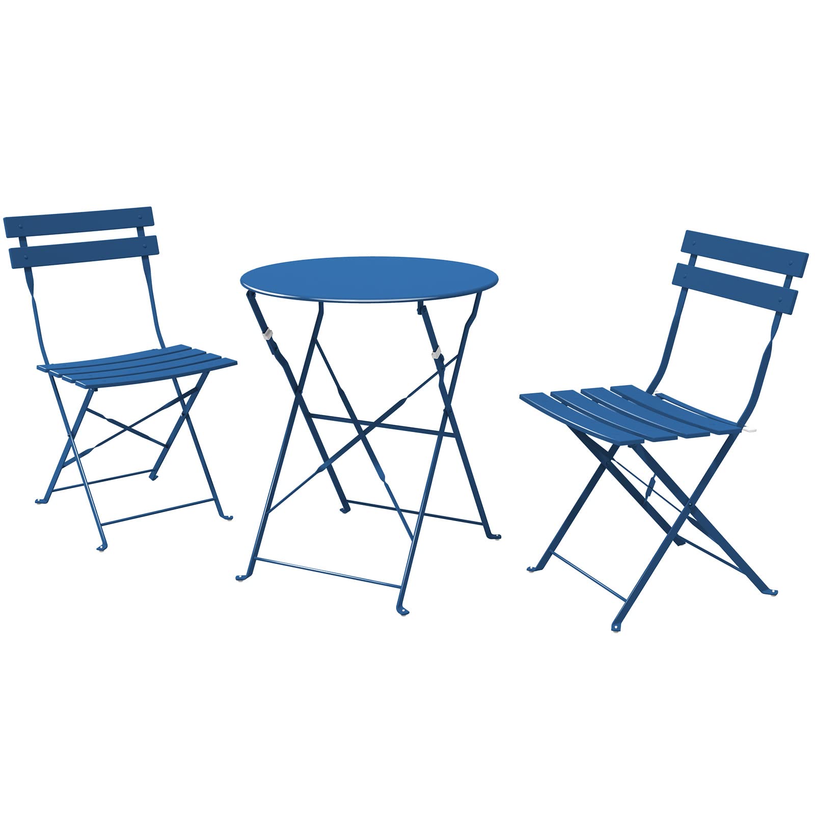 Peacock Blue 3-Piece Folding Bistro Set - Weather-Resistant Outdoor/Indoor Patio Furniture with 2 Chairs & 1 Table for Garden, Yard, Deck or Balcony - Perfect for Morning Coffee, Afternoon Tea and Outdoor Dining
