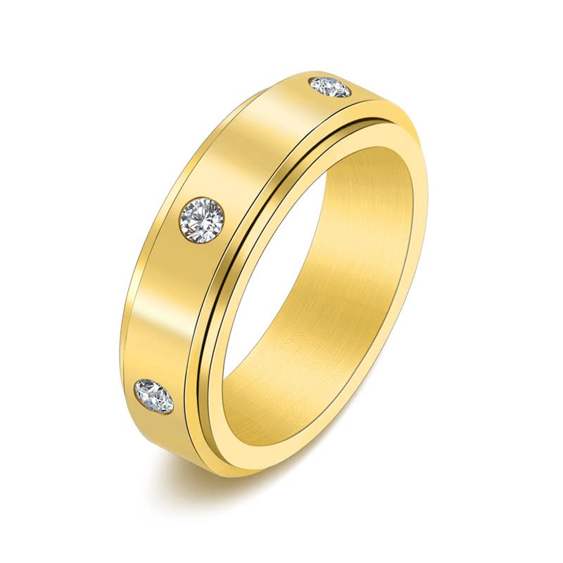 Keep Fucking Going Motivational Spinner Ring - Stainless Steel Inspirational Jewelry with Zircon Stones - Graduation Gift for Women & Teens - Silver Size 8 - Perfect for Daily Wear, Stress Relief & Self-Encouragement
