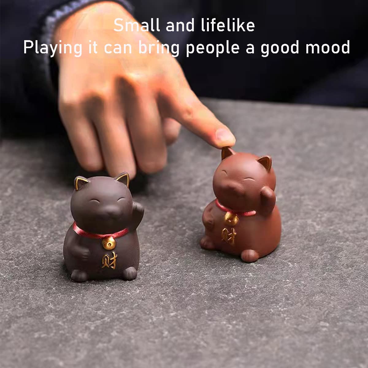 Angry Cat Zisha Tea Pet Figurine - Kung Fu Tea Accessory for Frog Tea Set, Purple Lucky Cat Tea Table Decoration | Perfect Gift for Tea Lovers | Use in Tea Ceremonies, Home Office Decor & Zen Meditation Spaces