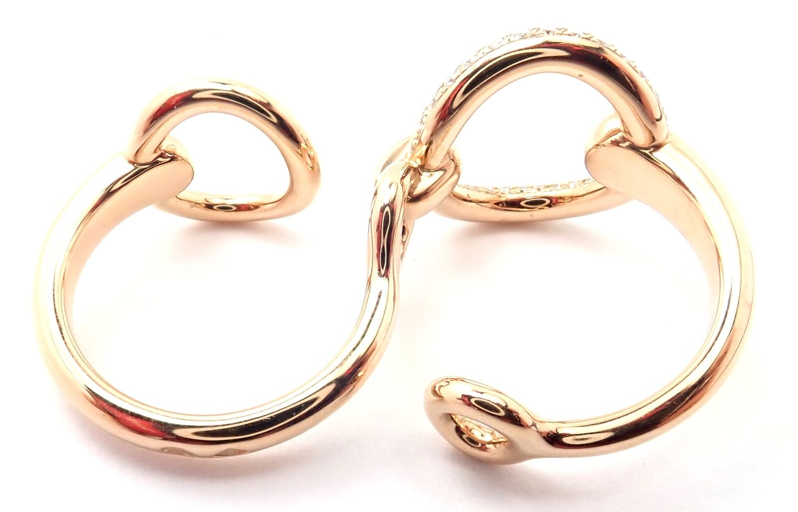 Authentic Hermes 18k Rose Gold Diamond Filet d'Or Large Double Band Ring - Luxury Jewelry for Women, Perfect for Weddings, Anniversaries & Special Occasions