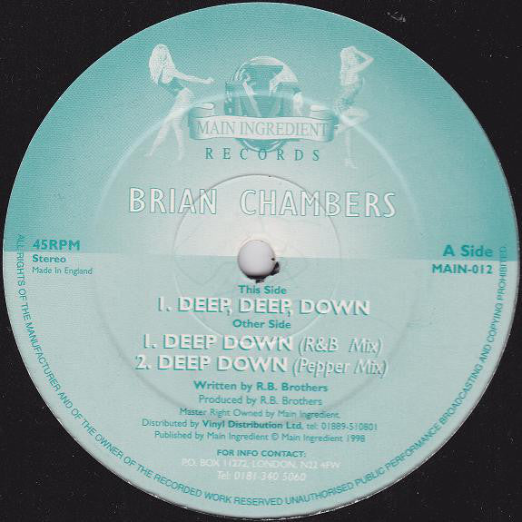 Brian Chambers - Deep, Deep, Down Vinyl Record | Main Ingredient Recordings MAIN 012 | Limited Edition House Music for DJs & Collectors | Perfect for Nightclubs & Home Listening