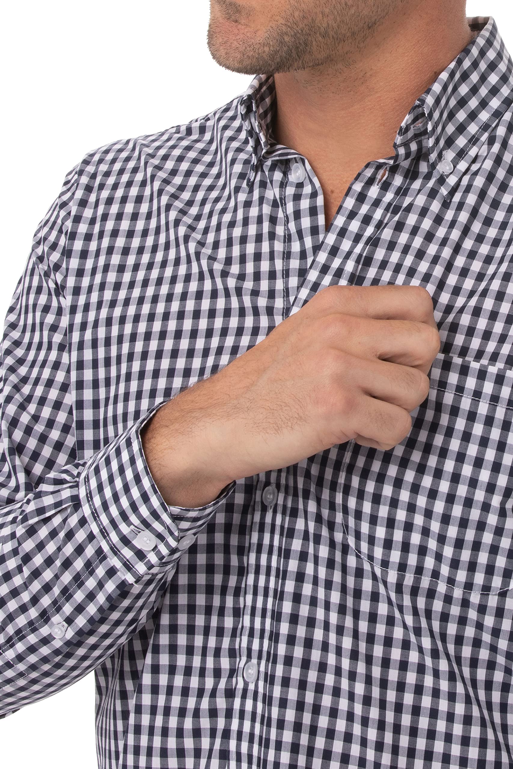 Chef Works Men's Gingham Dress Shirt - Professional Kitchen Uniform & Stylish Casual Wear for Chefs & Food Service Workers