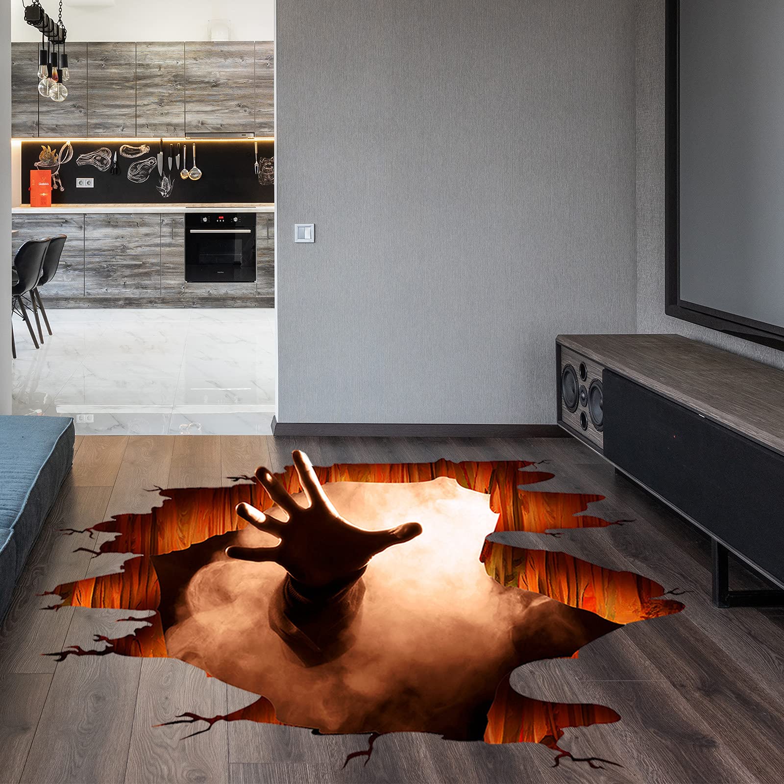 3D Halloween Floor & Wall Decals - Ghost Hand Scratching Removable Wall Stickers, Scary Home Decor for Bedroom, Living Room & Party - Perfect for Halloween Decorations, Haunted House Themes & Spooky Events