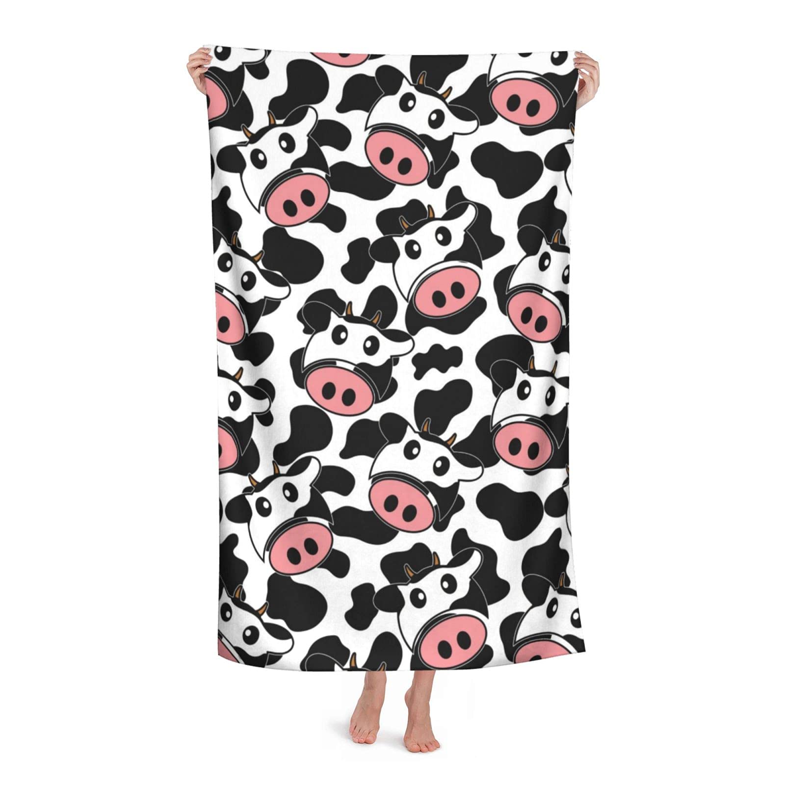 Premium Oversized Cow Print Beach Towel - Ultra Soft Microfiber, Super Absorbent & Quick Dry - Perfect for Adults, Kids, Men & Women - Ideal for Beach, Pool, Yoga & Outdoor Activities
