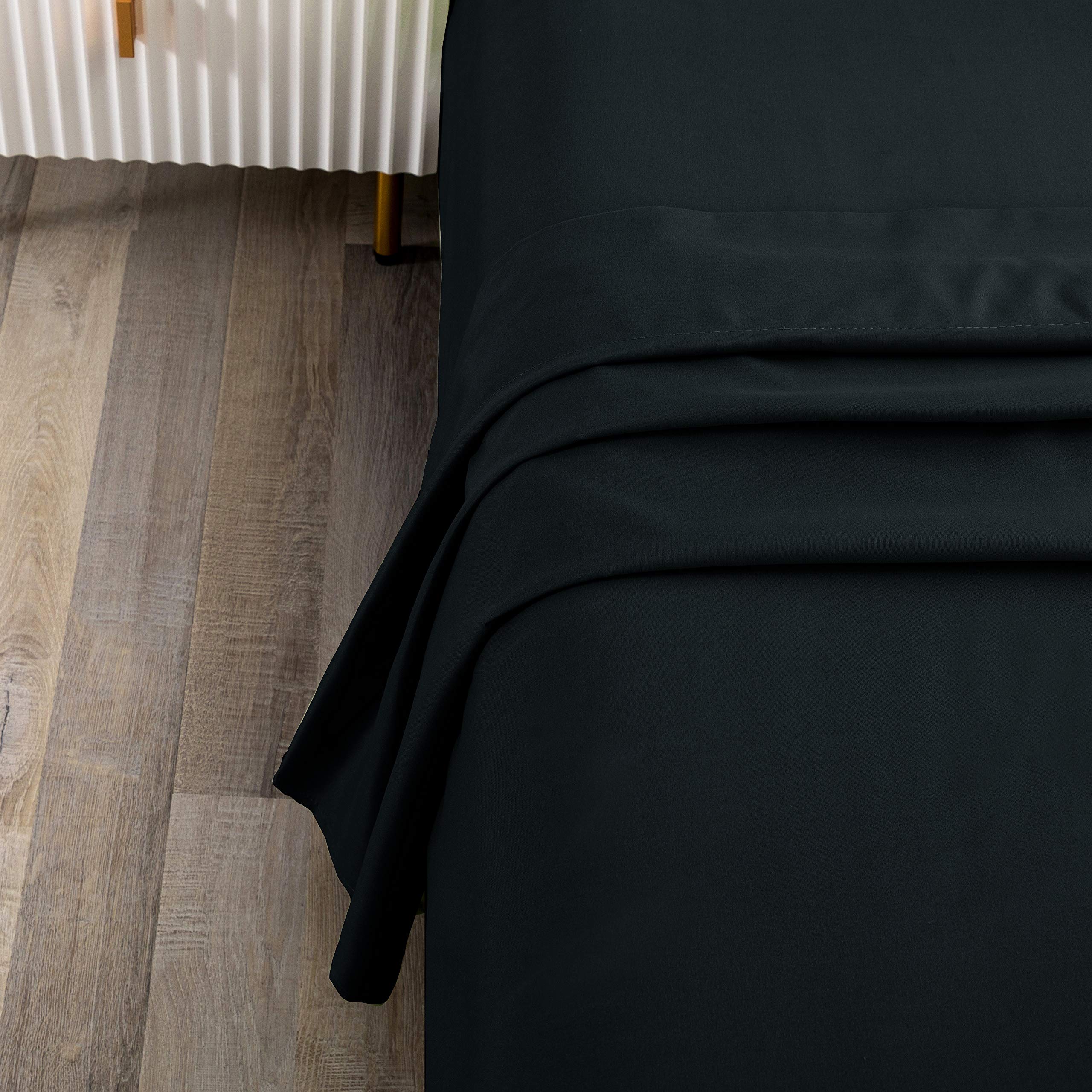 Premium 800 Thread Count Full Size Cotton Flat Sheet - Soft & Breathable Top Bed Sheet, 1 Piece (Black) for Comfortable Sleep & Luxury Bedding