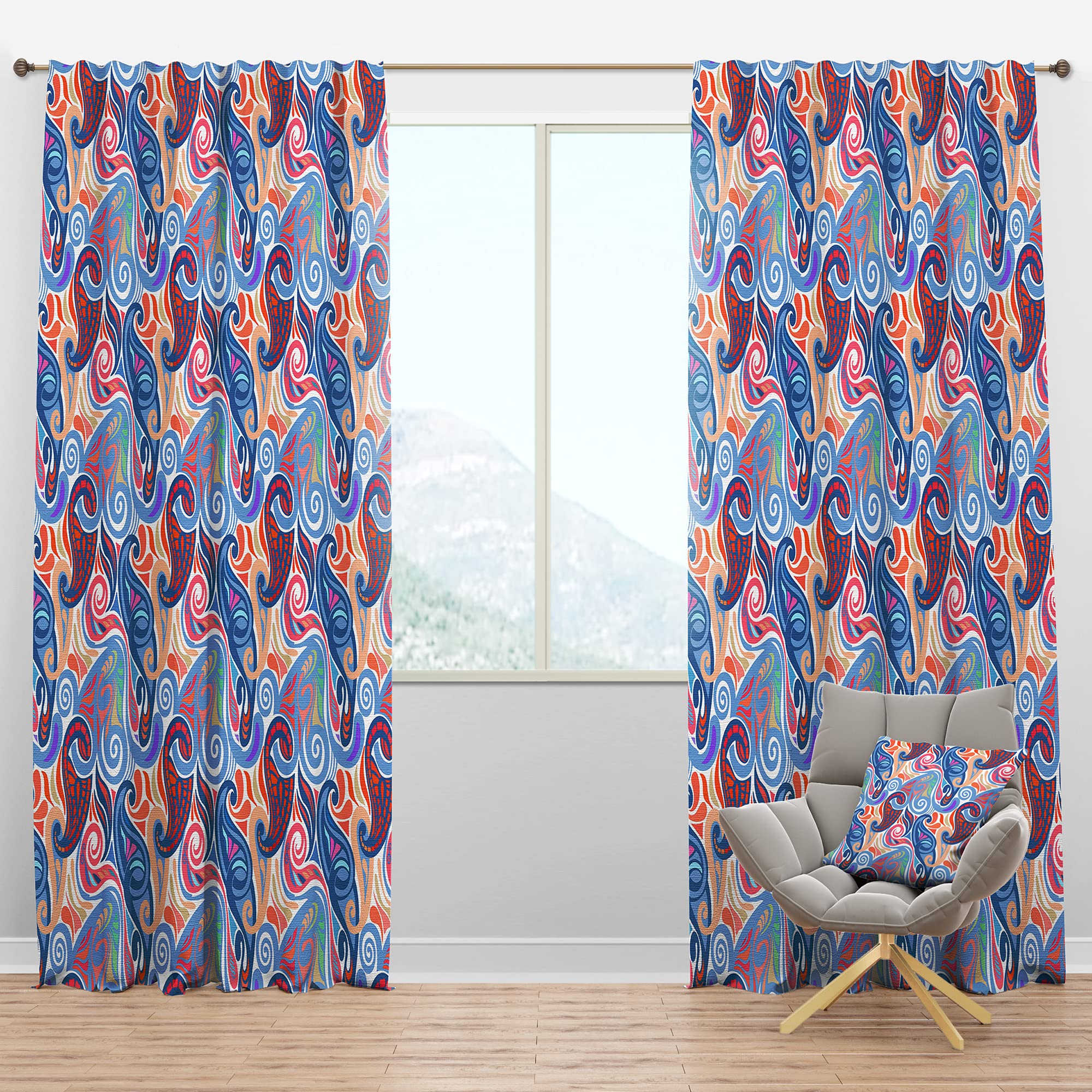DesignQ Blackout Curtains - Colorful Abstract Paisley Pattern Thermal Insulated Window Drapes for Bedroom & Living Room (52x120 Inches, Single Panel) - Perfect for Light Blocking, Privacy & Energy Saving