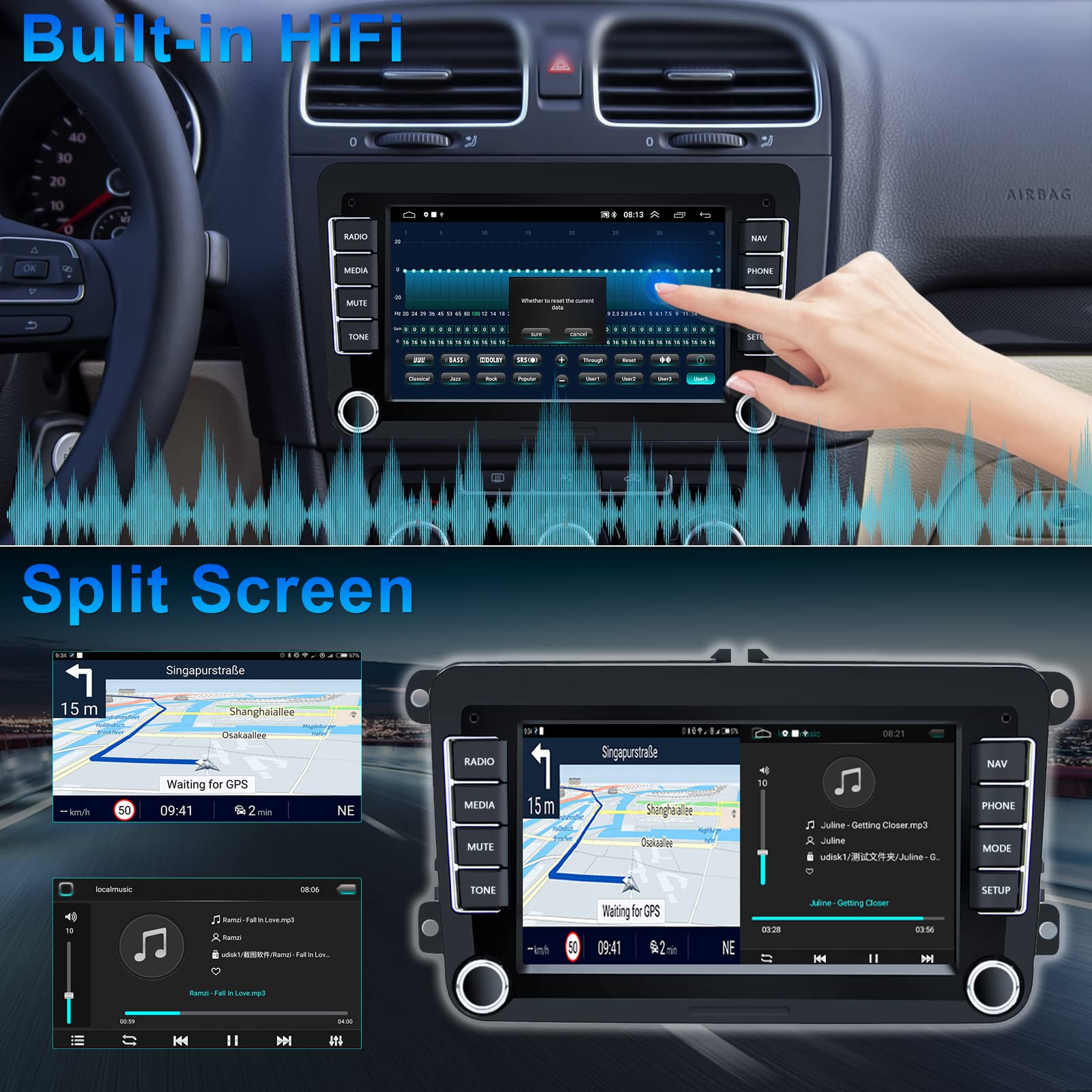 2+64GB Android 13 Car Stereo with Wireless Apple CarPlay & Android Auto - 7