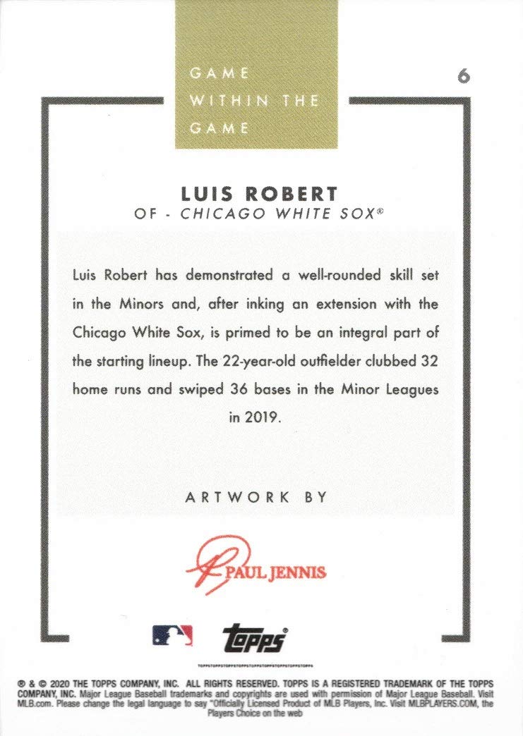 2020 Topps Game Within the Game Baseball #6 Luis Robert Rookie Card - ERROR Missing RC Logo - Rare Collectible for Baseball Fans and Card Investors
