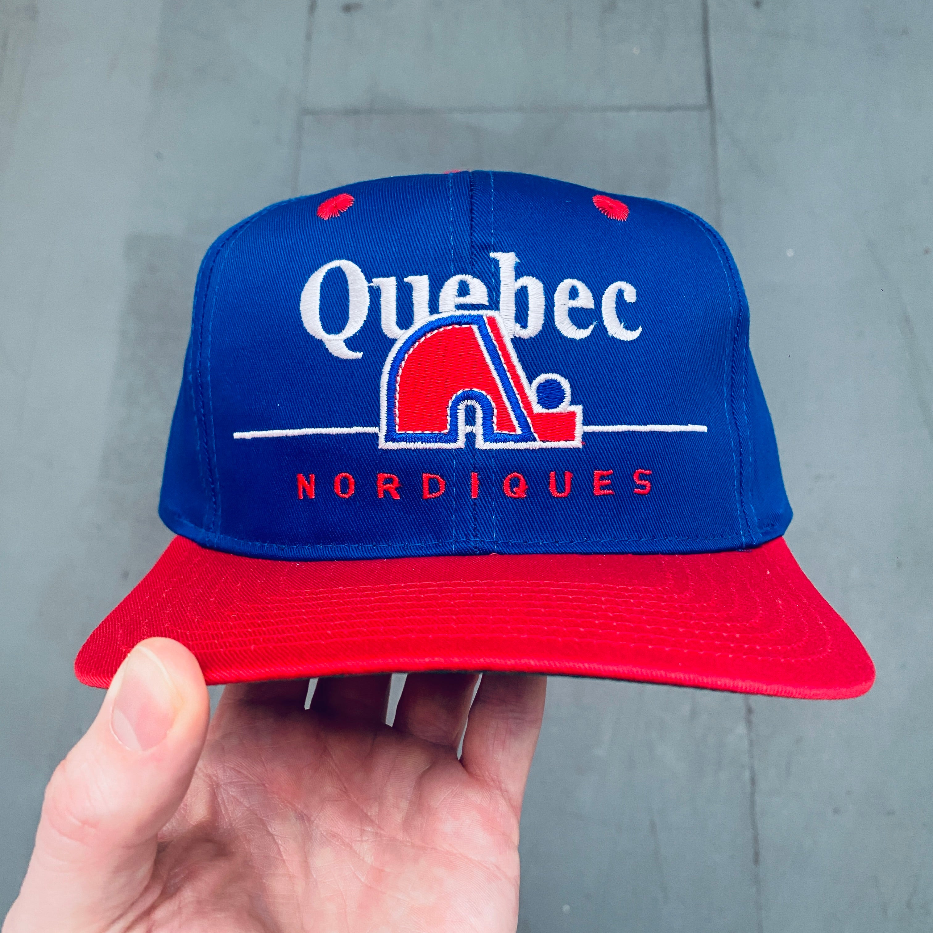Quebec Nordiques 1990s Vintage Embroidered Snapback Hat - Deadstock BNWT - Perfect for Hockey Fans & Retro Sports Collectors