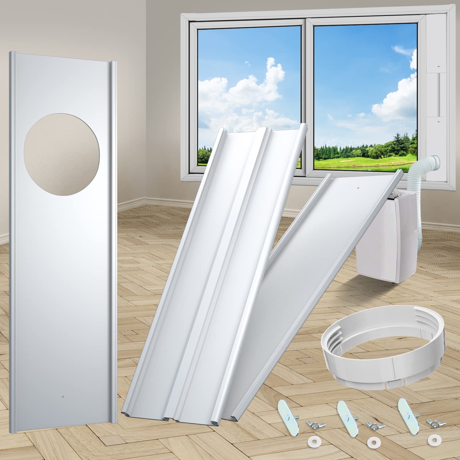 Gulrear Universal Portable Air Conditioner Window Vent Kit - 3 Adjustable Slide Seal Plates & 5.9