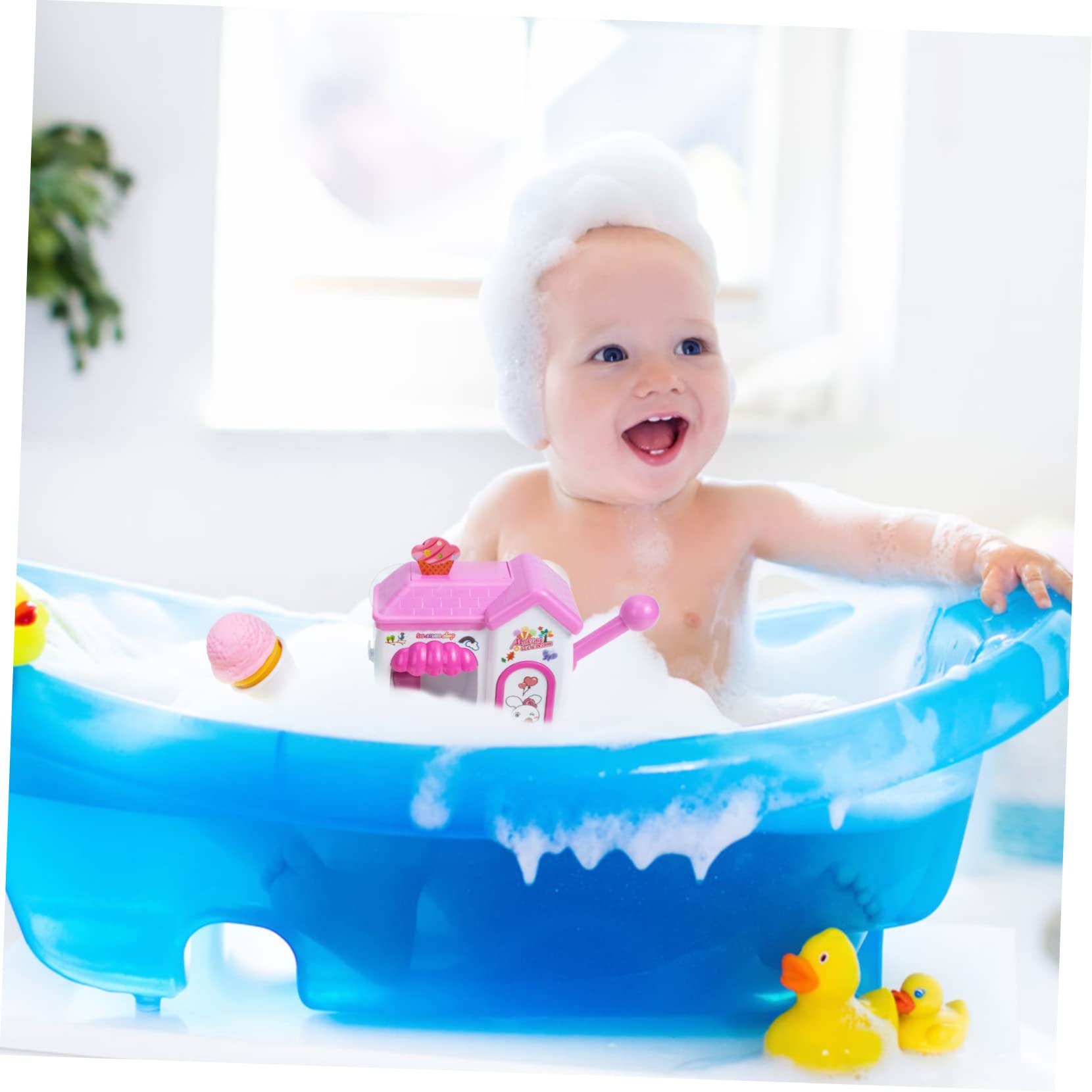 UPKOCH 2 Pack Bubble Blowing Machine for Kids - Fun Ice Cream Themed Bath Toys, Safe Plastic Bathtub Play Set for Toddlers & Babies (Pink) - Perfect for Bath Time, Pool Parties & Sensory Play