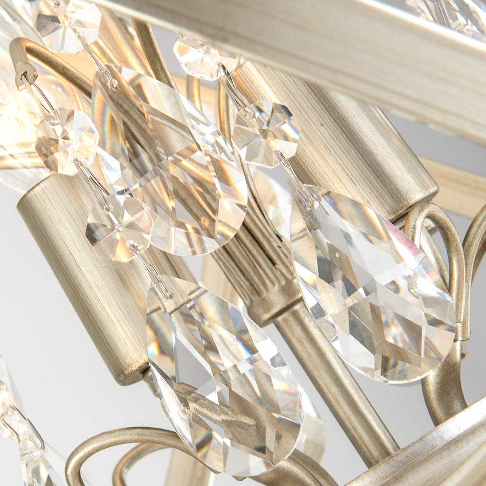 Maxax 4-Light Adjustable Crystal Chandelier - Modern Farmhouse Globe Pendant Light Fixture in Champagne Gold for Kitchen, Dining Room, Living Room, Entryway | Elegant Ceiling Lighting for Home Decor & Wedding Venues