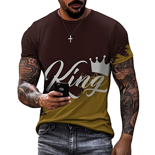 Vintage 3D Digital Print Men's T-Shirt - Soft Cotton Crew Neck Short Sleeve Casual Shirt for Summer - Perfect for Streetwear, Daily Outfits & Weekend Hangouts