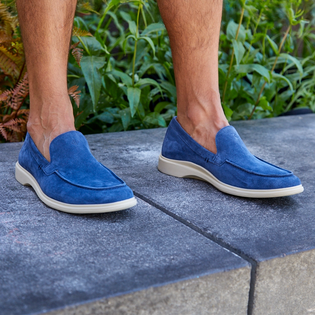 Premium Genuine Leather Loafer Shoes for Men - Comfortable Slip-On Dress Shoes in Cobalt Blue - Perfect for Business Casual, Office & Formal Occasions