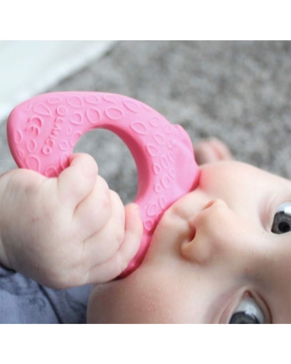 Lanco Toys 90519 Strawberry Teething Ring for Babies - Soothing Relief for Sore Gums, BPA-Free Infant Teether Toy - Perfect for Newborns & Toddlers During Teething, Travel & Playtime