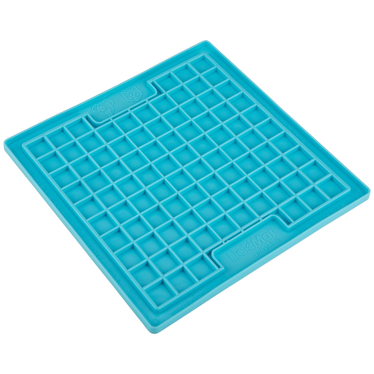 LickiMat Classic Playdate Cat Slow Feeder Lick Mat - Anxiety & Boredom Relief for Cats - Perfect for Food, Treats, Yogurt & Peanut Butter - Fun Alternative to Slow Feed Cat Bowls - Turquoise - Great for Mealtime Enrichment & Stress Reduction