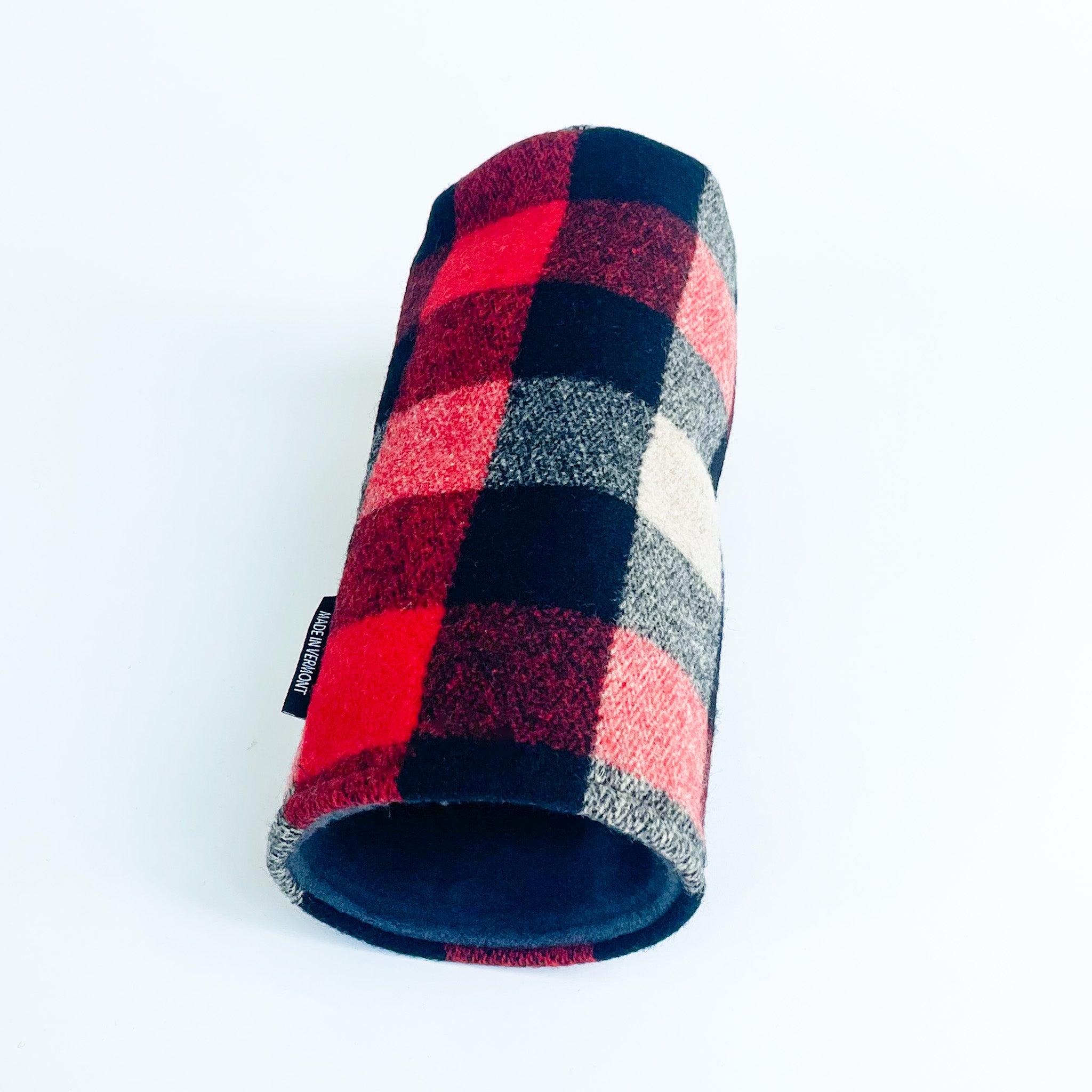 Premium Wool Driver Headcover - Red, Ivory & Black Buffalo Check Plaid - Perfect for Golf Club Protection & Style on the Course