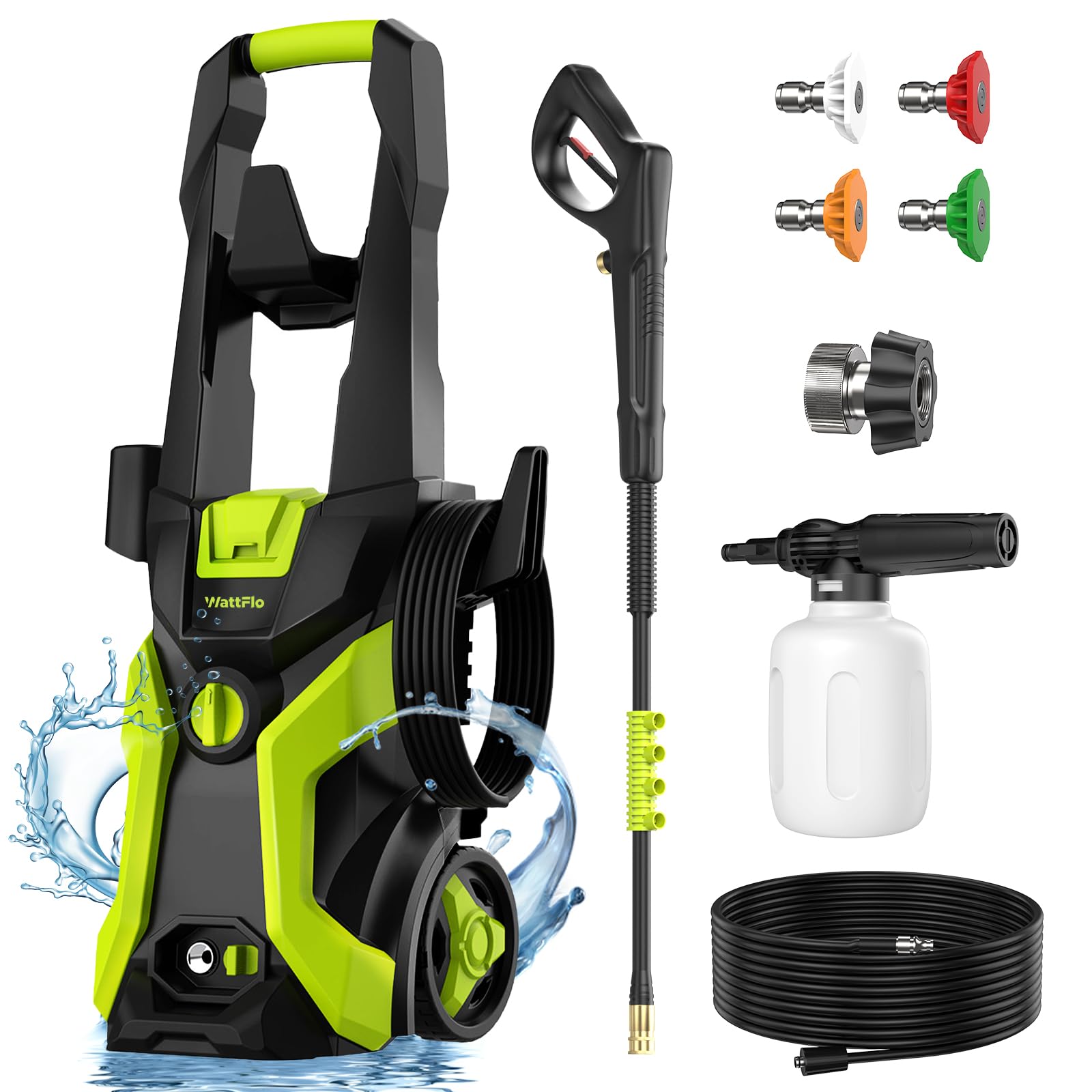 **3900 PSI Electric Pressure Washer - 2.5 GPM High Power Washer with 4 Quick-Connect Nozzles & Foam Cannon - 1800W Heavy Duty for Cars, Driveways, Decks, Patios & Home Cleaning**    *(Perfect for Deep Cleaning Vehicles, Removing Stubborn Dirt from Driveways, Reviving Wooden Decks & Outdoor Spaces)*