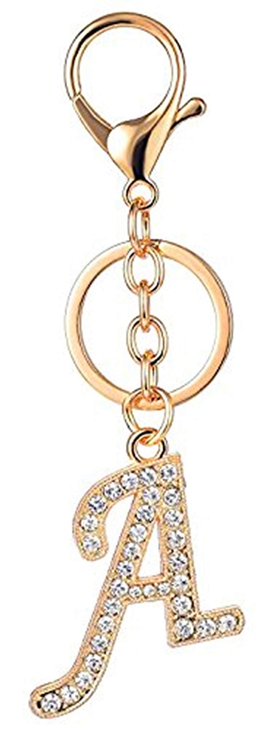 JewelBeauty Crystal Alphabet Initial Letter Keychain for Women - A - Elegant Purse Charm with Key Ring for Handbags, Gifts, and Everyday Accessories