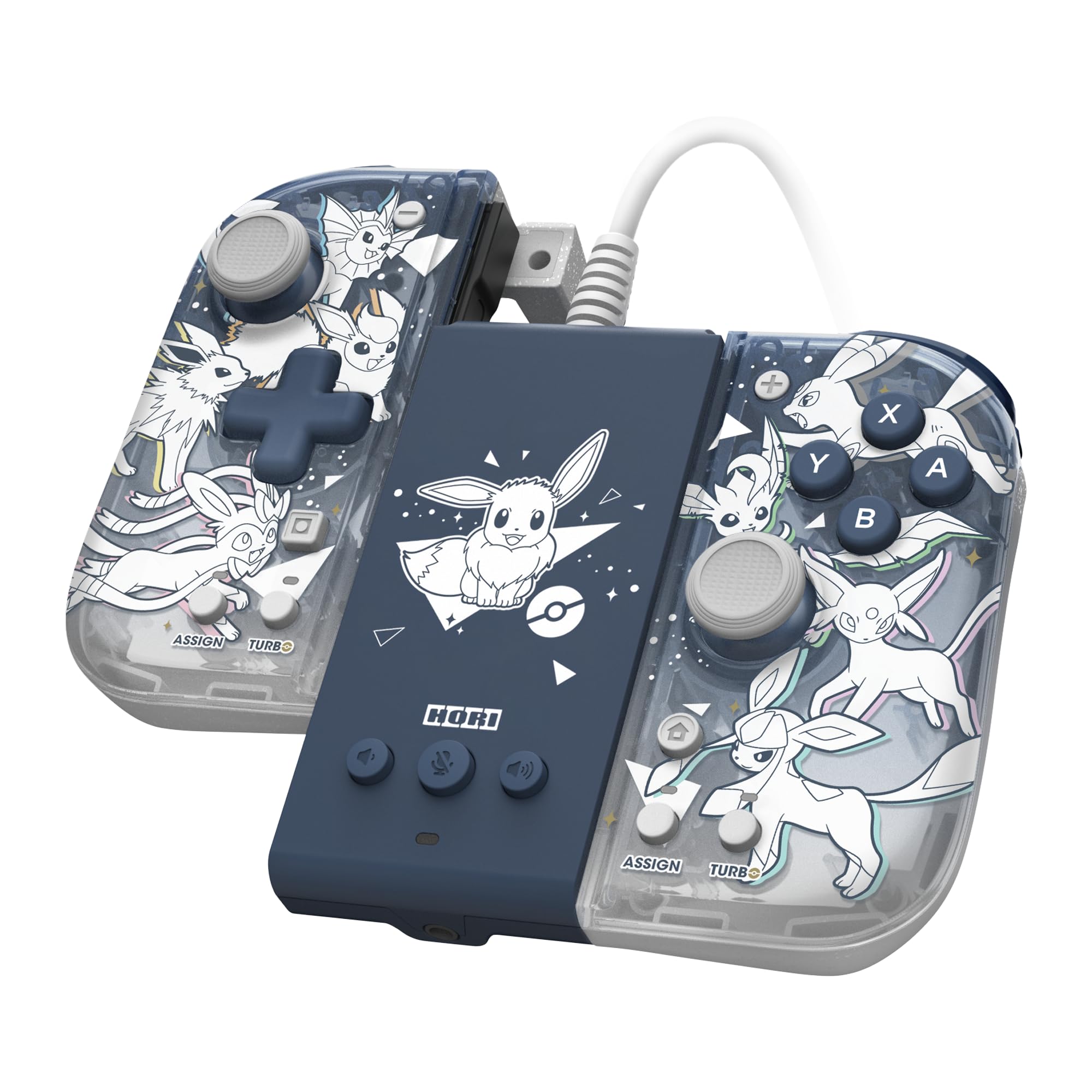 HORI Split Pad Compact Attachment Set (Eevee) for Nintendo Switch - Officially Licensed Ergonomic Controller for Comfortable Gaming - Perfect for Travel, Home Play and Long Gaming Sessions