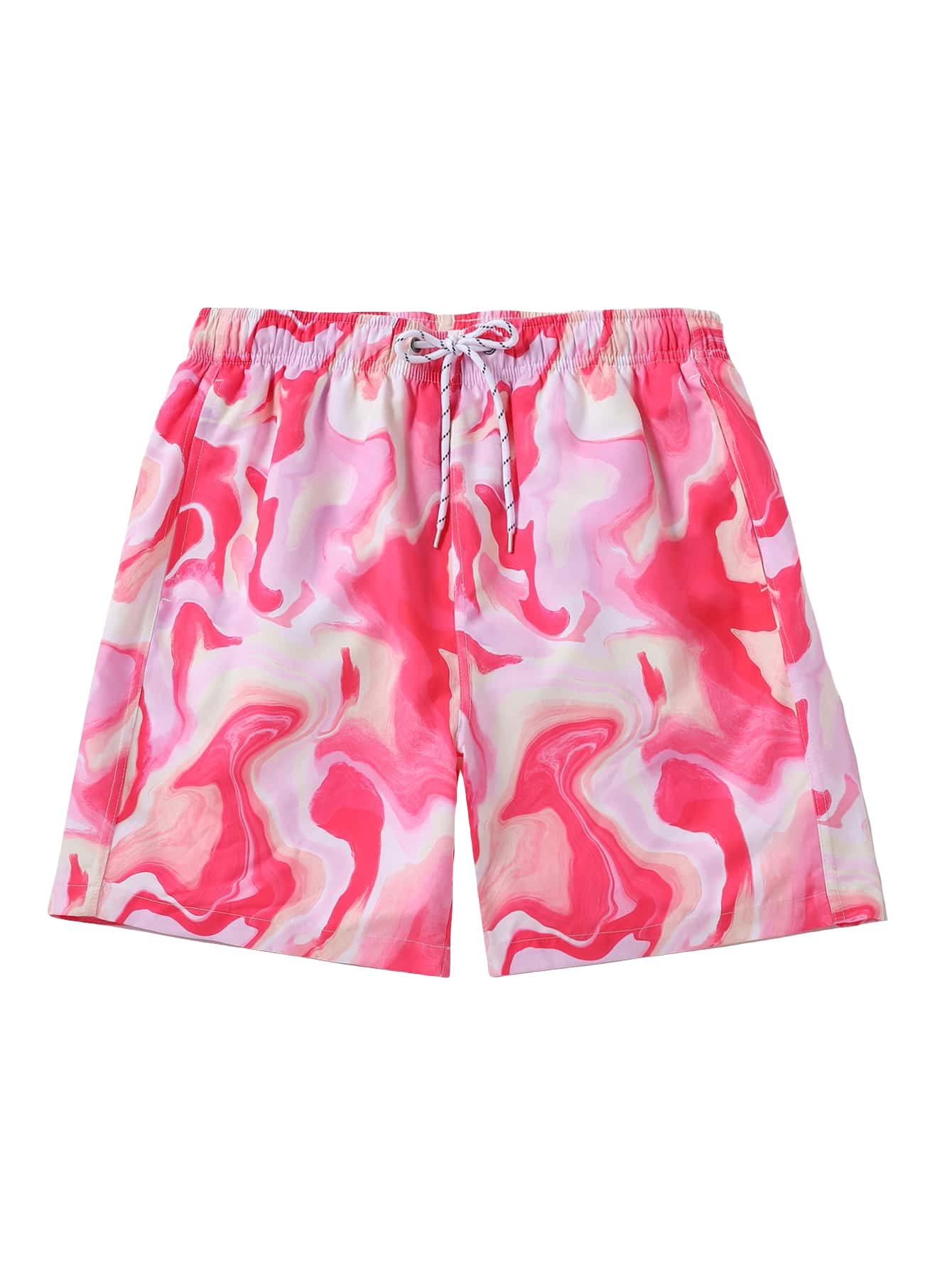 WDIRARA Men's Quick-Dry Graphic Print Swim Trunks with Drawstring Waist & Slant Pockets - Beach Shorts for Swimming, Surfing, and Summer Outdoor Activities