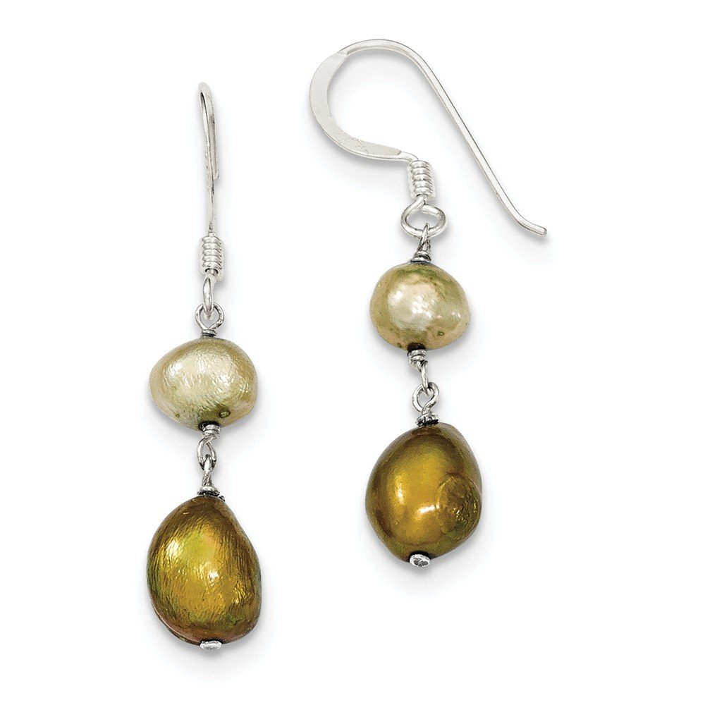 Sterling Silver Champagne & Copper Freshwater Cultured Pearl Earrings for Women - Elegant Dangle Drop Earrings for Wedding, Party & Special Occasions