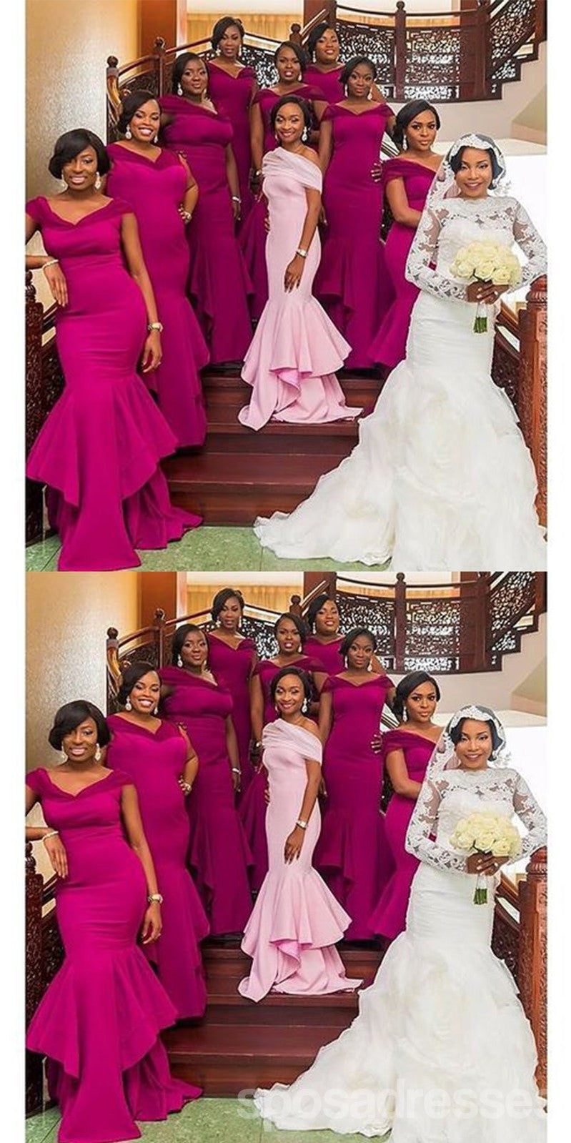 Mismatched Mermaid Maxi Long Bridesmaid Dresses For Wedding Party - Elegant A-Line Formal Gowns for Bridal Shower, Beach Wedding & Special Occasions - WG1805