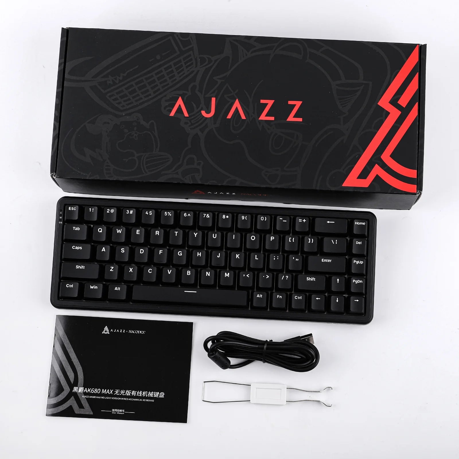 Ajazz AK680 Max Black Mechanical Keyboard - RGB Backlit, Wired Gaming Keyboard with Magnetic Switches for PC, Mac, Laptop - Perfect for Gaming, Typing & Office Work