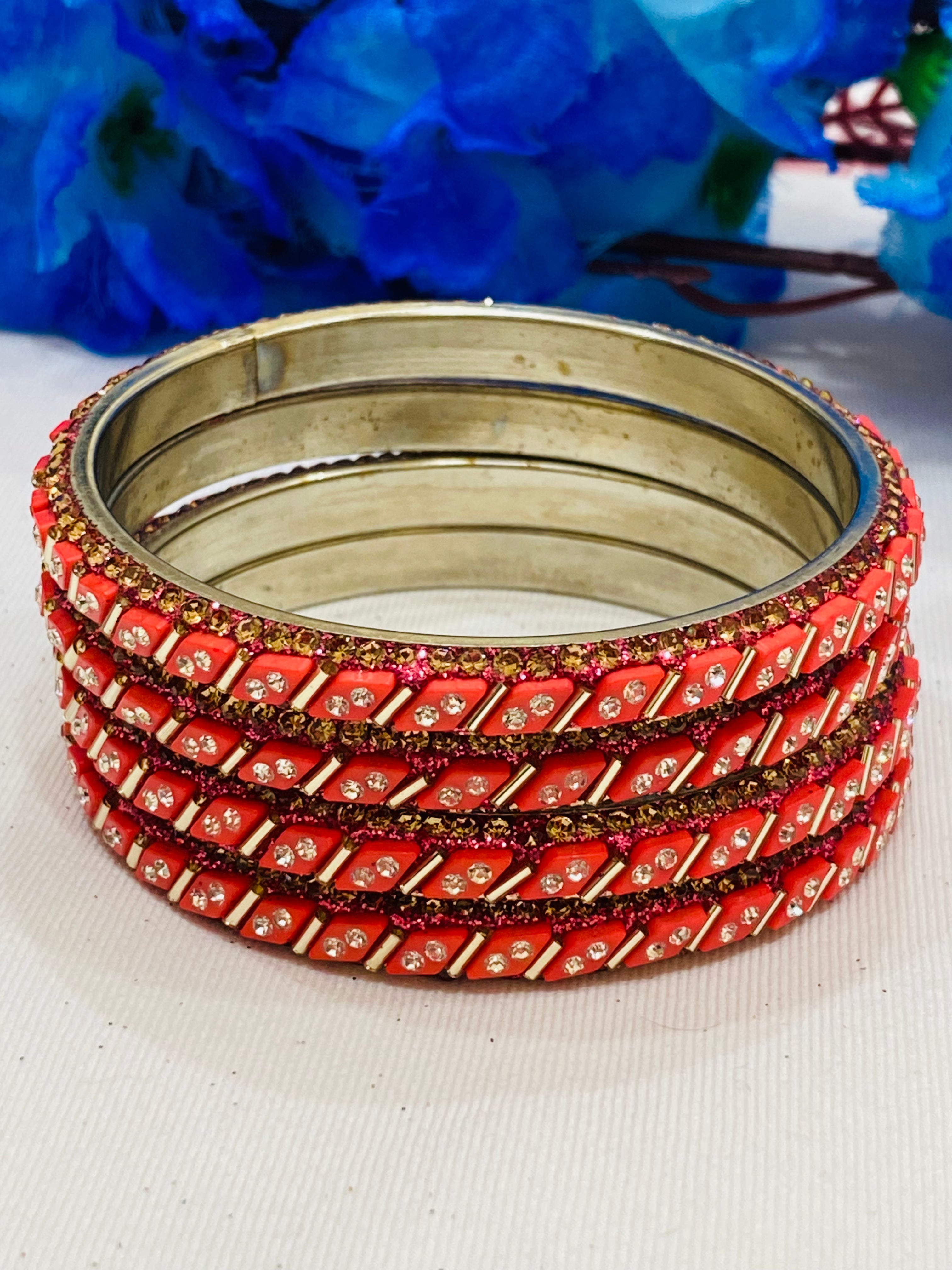 Elegant Pink Metal Bangles with Shining White Stones for Women - Perfect for Parties, Weddings & Everyday Fashion Accessories