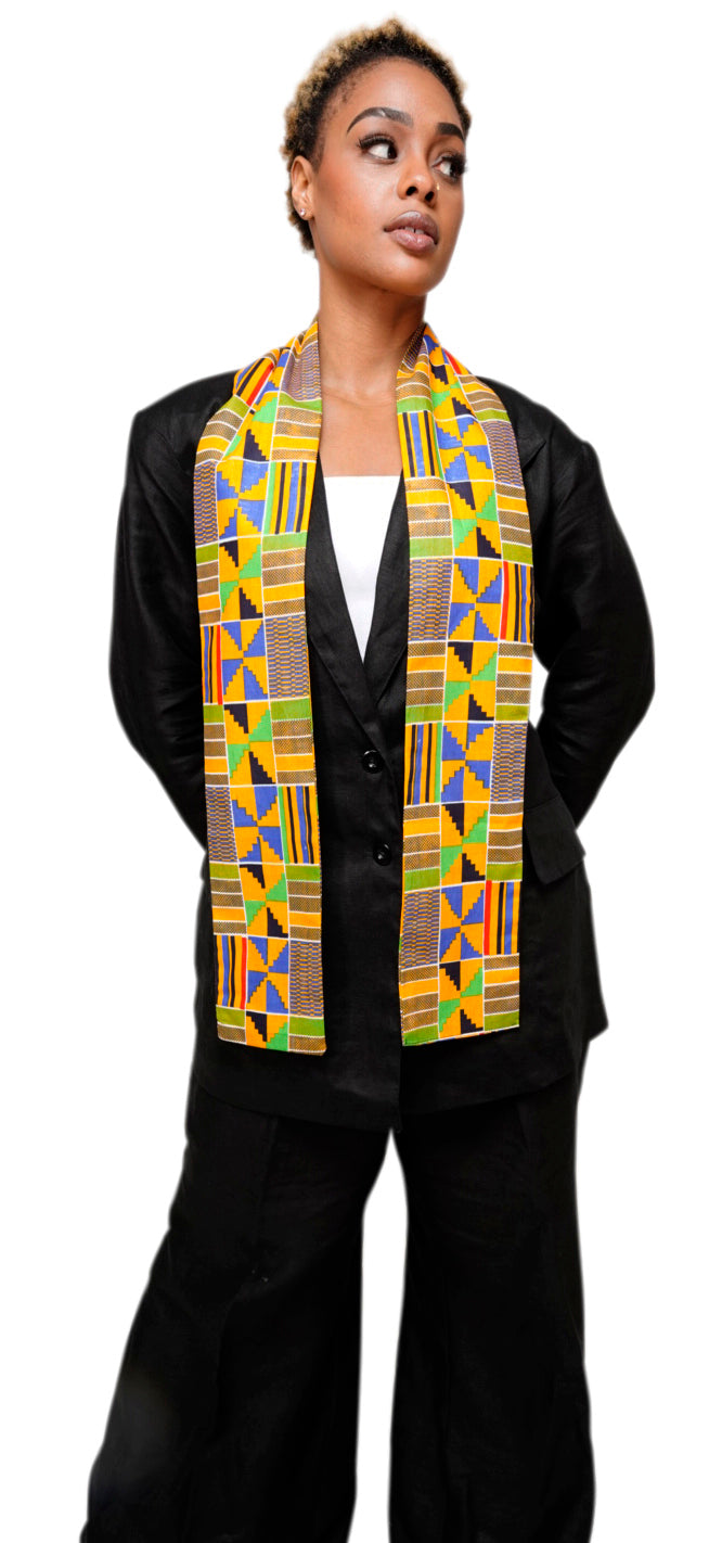 Authentic African Kente Print Stole & Sash - Dupise Akannipa DP4075S - Perfect for Weddings, Cultural Events & Fashion Accessories