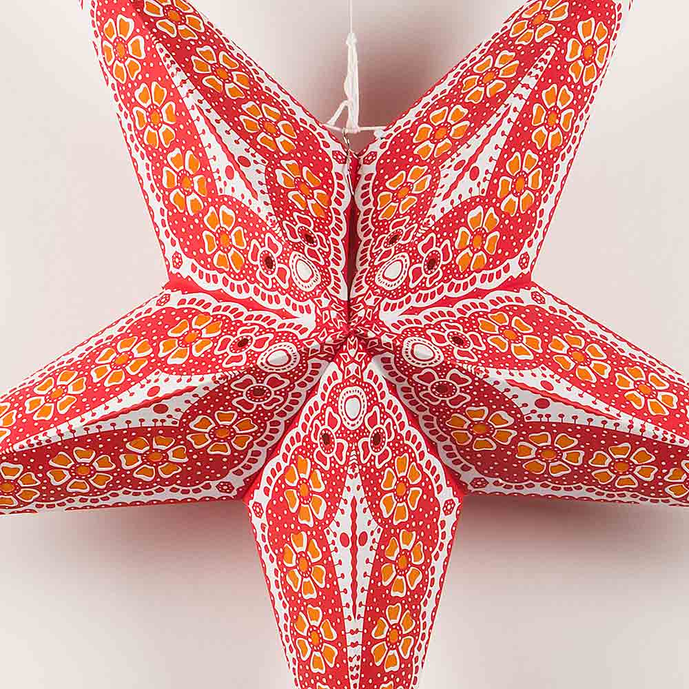 24 Red Petal Paper Star Lanterns - Elegant Hanging Wedding & Party Decorations for Indoor/Outdoor Events, Romantic Ambiance Lighting