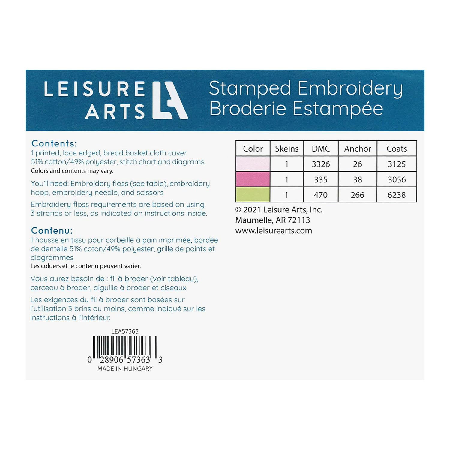 Leisure Arts Bread & Basket Cloth 15.7