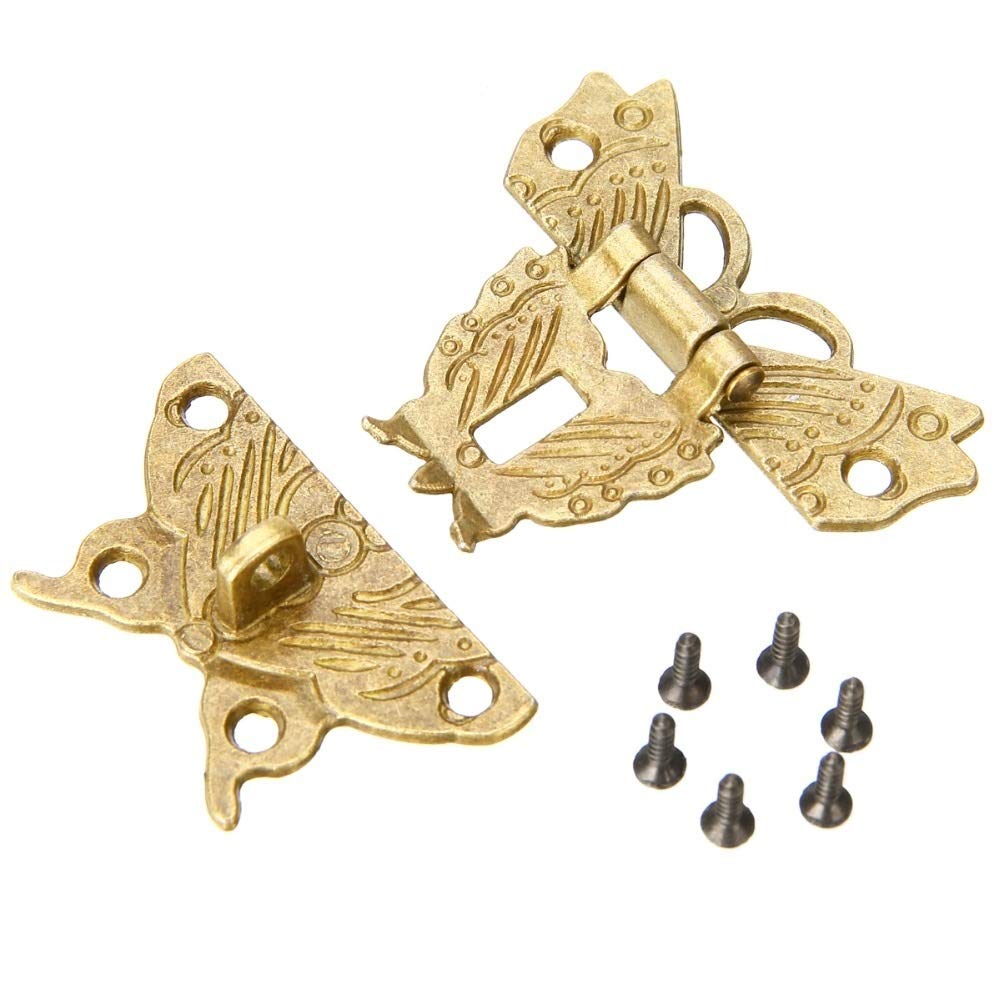 10pcs Retro Butterfly Box Locks - Alloy Butterfly Latch Catch Hasp for Wooden Jewelry Boxes, Cases & Furniture - Vintage Style Hardware Accessories - Perfect for DIY Crafts, Antique Restoration & Home Decor Projects