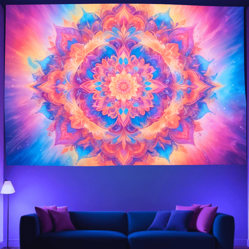 Official GlowTapestry UV Art Decor - Glow in The Dark Wall Hanging for Bedroom, Party & Home Decoration - Perfect for Blacklight & Neon Themes