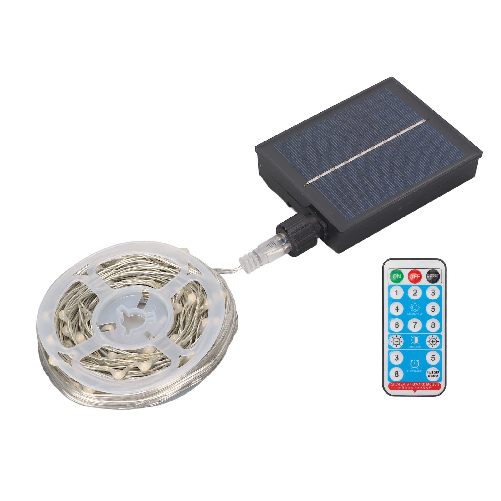 Cuifati 10m/32.8ft Solar String Lights Outdoor, IP65 Waterproof Solar Powered Fairy Lights with 8 Modes & Remote Control - Perfect for Garden, Patio, Yard, Wedding, Party Decoration