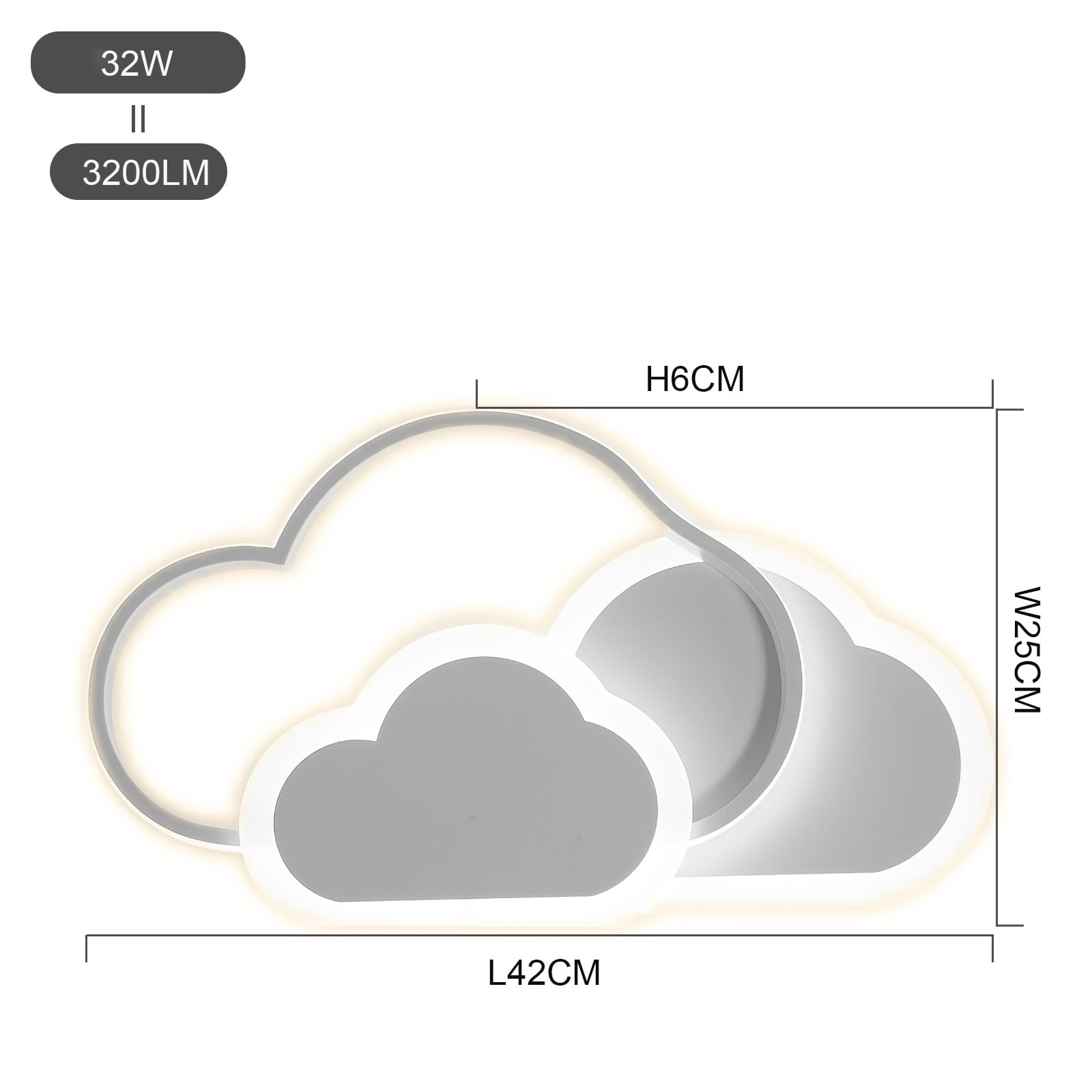 32W Dimmable LED Ceiling Light for Kids Room - Creative Cloud Design Ceiling Lamp for Bedroom, Living Room & Nursery - Perfect for Kids' Bedroom Decor & Night Light