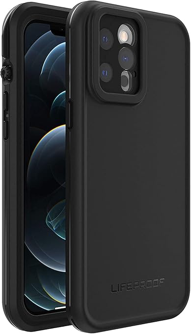 LifeProof FRĒ Waterproof Case for Apple iPhone 12 Pro Max - Shockproof & Drop Protection, Slim Black Cover - Perfect for Outdoor Adventures, Hiking & Water Activities
