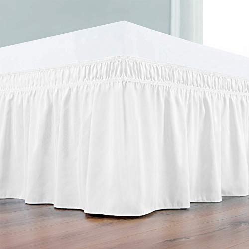 Premium 800 Thread Count Cotton Wrap Around Elastic Bed Skirt - 3-Sided Dust Ruffle for Twin Size Beds (18