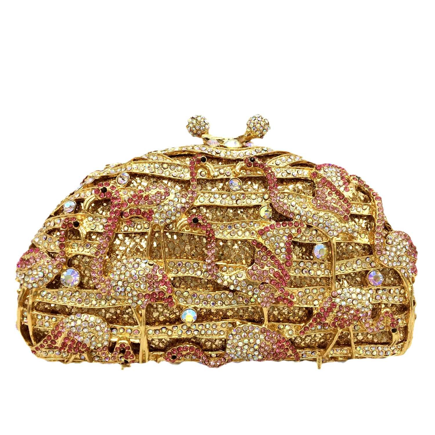 Luxury Flamingo Crystal Clutch Purse for Women - Elegant Rhinestone Evening Bag for Wedding, Party & Bridal Events - Perfect for Prom, Gala & Special Occasions