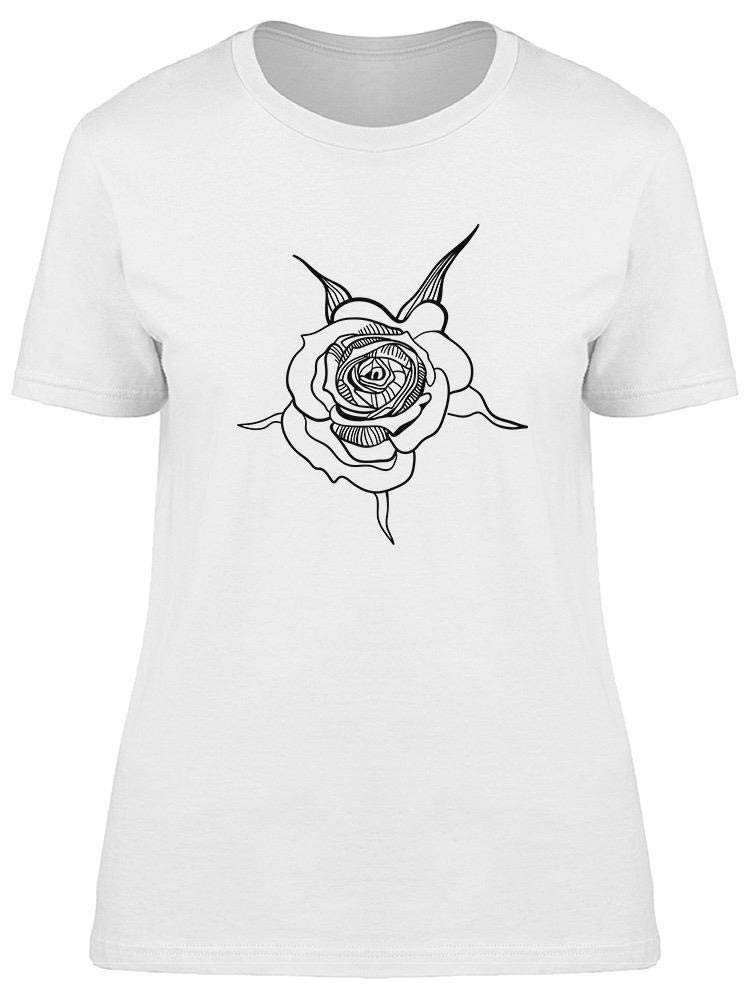 Hand Drawn Rose Sketch T-Shirt for Women - Soft Cotton Vintage Floral Graphic Tee - Casual Outfit, Date Night, Weekend Wear