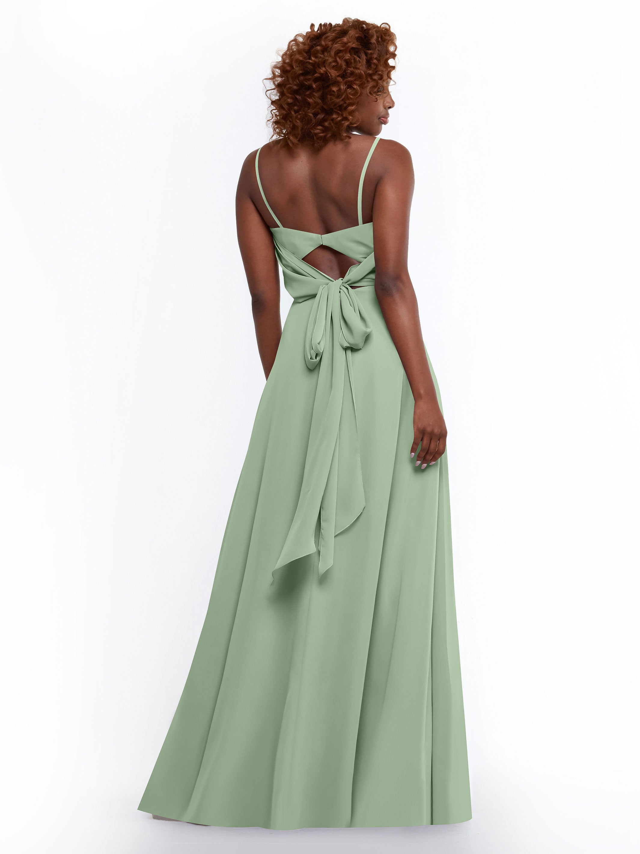 Elegant A-Line Bridesmaid Dresses with Flowy Chiffon Skirt & Thigh High Slit - Perfect for Weddings, Formal Events & Special Occasions