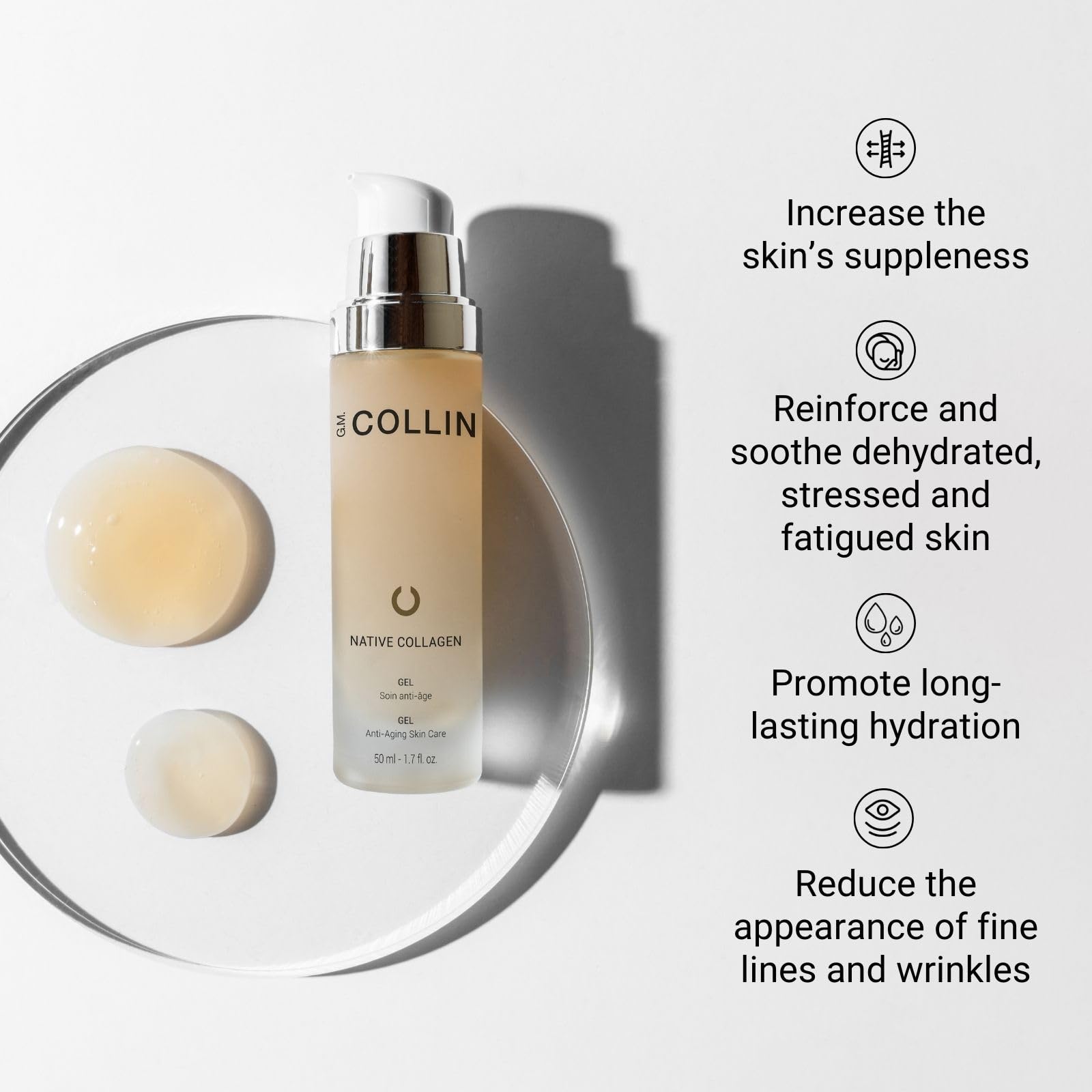 G.M. COLLIN Native Collagen Gel - Anti-Aging Facial Serum for Fine Lines & Wrinkles | Hydrating & Balancing Skin Care for Dry & Oily Skin | Perfect for Daily Routine & Nighttime Skincare Regimen