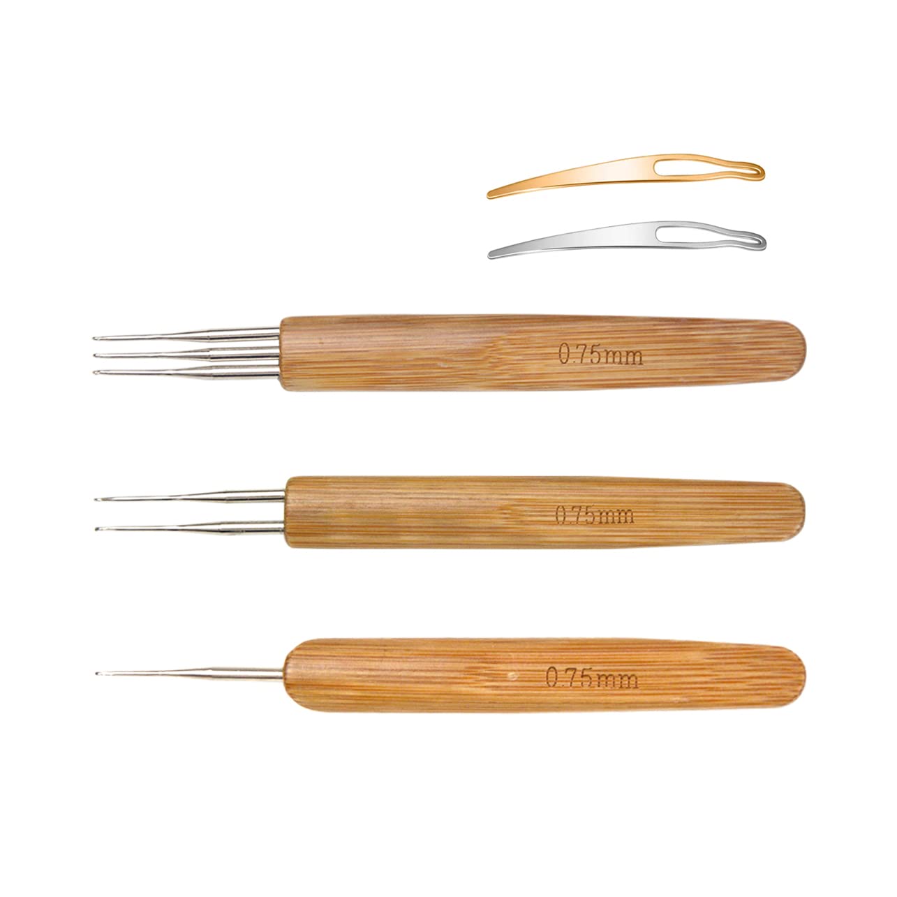 5-Piece Dreadlock Crochet Hook Set - 0.75mm Professional Crochet Needles for Dreadlocks with Interlocking Tool - Instant Loc Tool for Natural Hair, Braiding & Hair Styling - Perfect for Salon, Home Use & DIY Hair Care