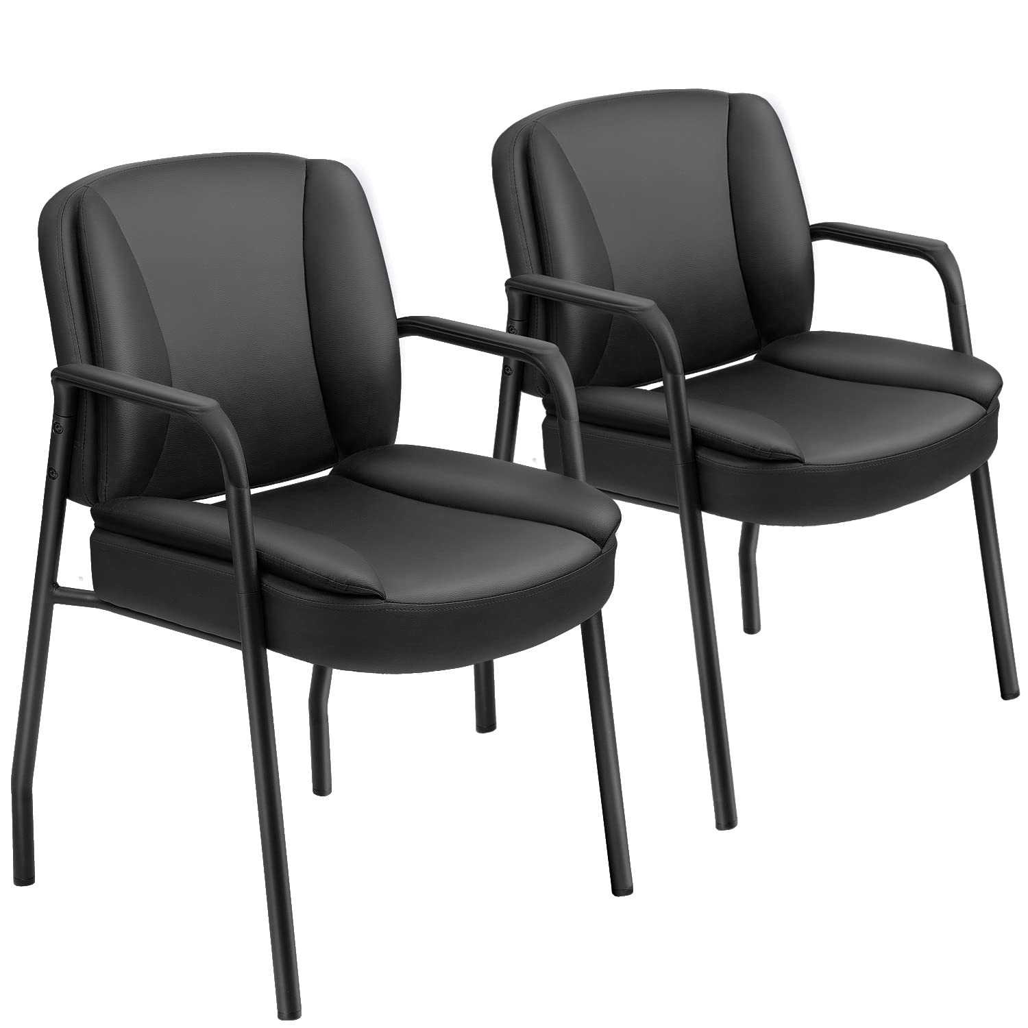 JUMMICO PU Leather Office Guest Chairs - Set of 2 Modern Reception Chairs with Armrests for Waiting Room, Lobby & Executive Offices | Comfortable Upholstered Seating for Visitors & Clients