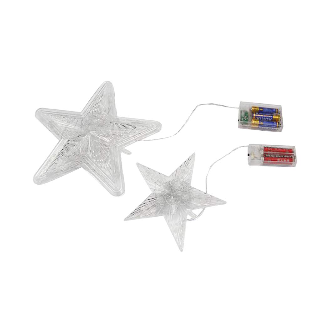 FRCOLOR 2-Pack LED Christmas Tree Topper Star Lights - Colorful (10 LED) & Warm White (30 LED) - Battery-Free Decor for Holiday Trees, Parties & Festive Home Decor