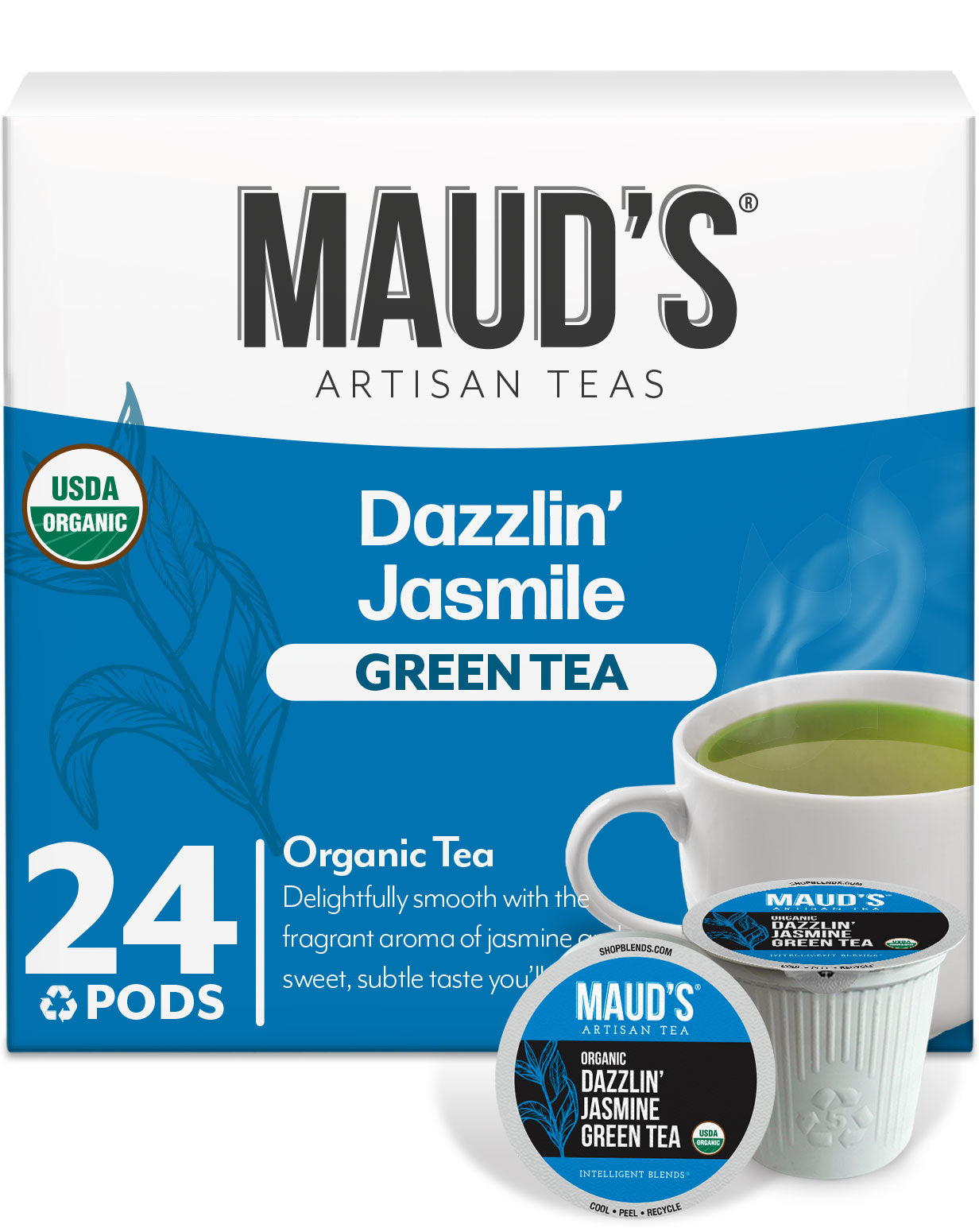 Organic Jasmine Green Tea Pods by Maud's - Premium Eco-Friendly Tea for Keurig & Nespresso - Perfect for Relaxation, Office & Home Use