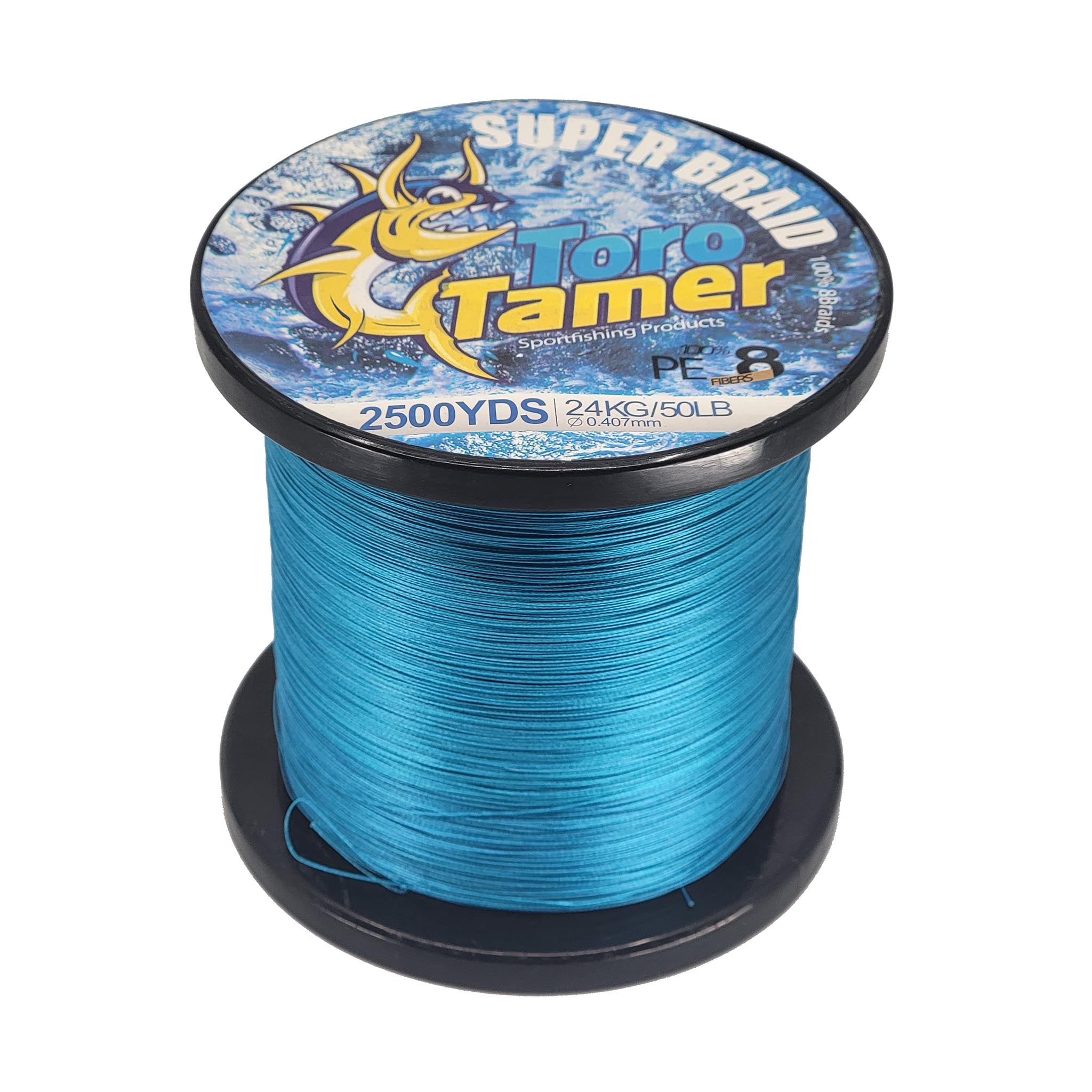 Toro Tamer 8 Strand Solid Braid Fishing Line - 2500 Yards - High Strength Saltwater & Freshwater Fishing Line for Deep Sea, Surf Casting, and Offshore Angling